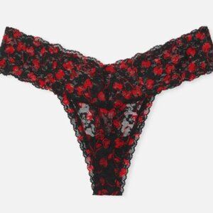 Victoria's Secret Lace Thong Panty Black Cherries Size XL New
